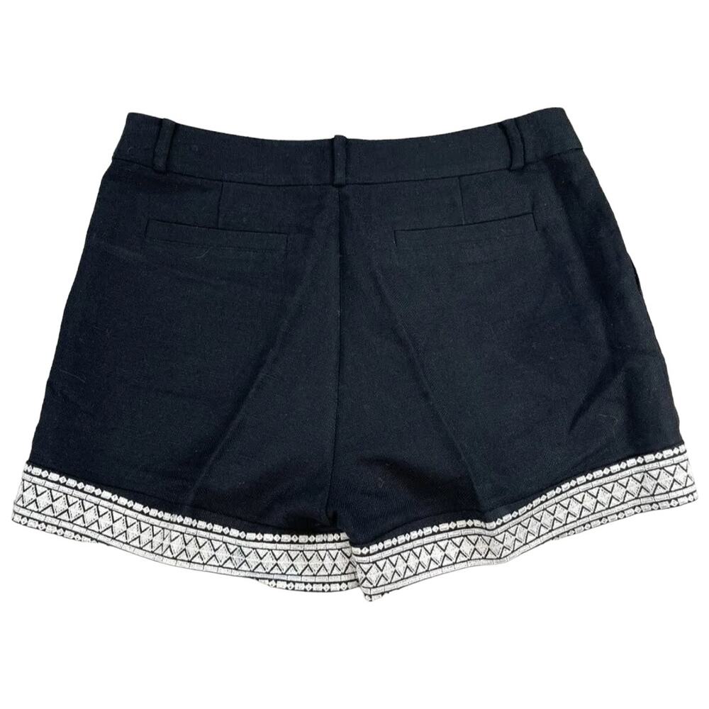 Kate Spade NY Black Linen White Geometric Embroidered Tailored Shorts Sz 2 NWOT - Picture 6 of 11
